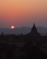 Sunset over Bagan and Ayeyarwaddy river, central Myanmar/Burma